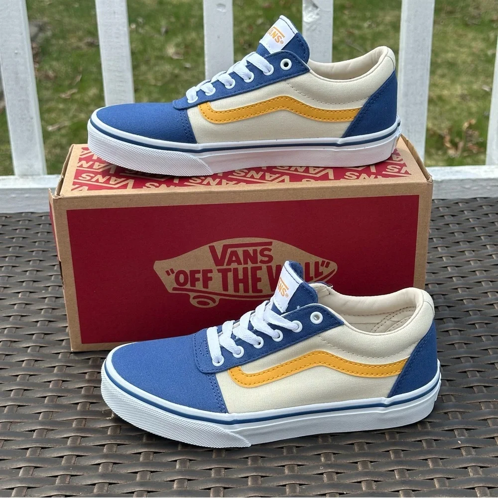 Vans Blue, Cream & Yellow Kids' Low Top Sneakers